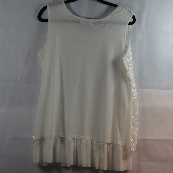 Simply Couture white sequin lace top SZ L - Picture 6 of 6